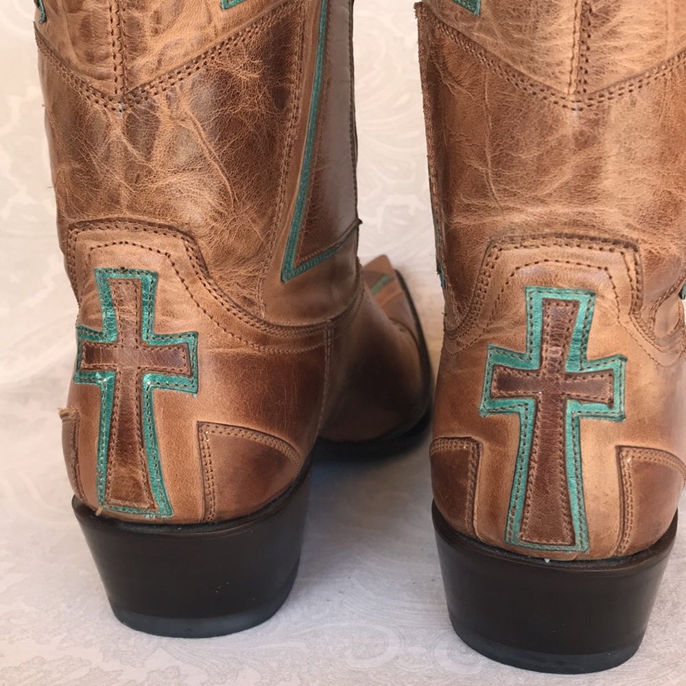 Old Gringo Brown and Teal Heeled Boots - Picture 9 of 13
